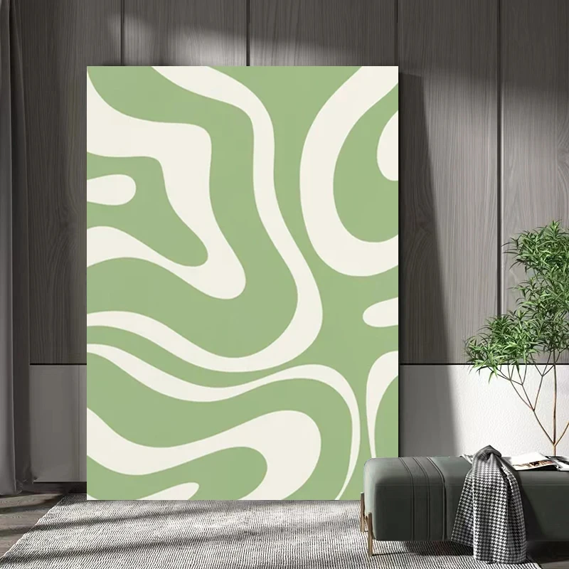 涂鸦绿色系手绘油画抽象艺术客厅玄关装饰画现代简约走廊挂画竖版