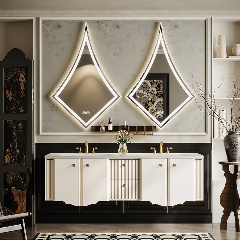 亿旋原创法式复古橡胶木浴室柜组合洗漱台洗手盆柜卫浴柜FC031