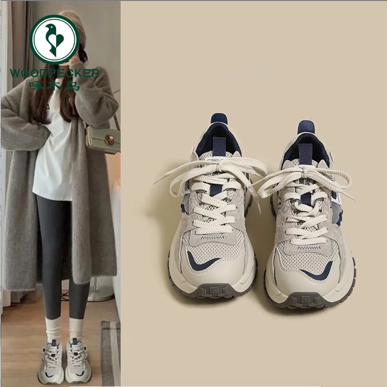 啄木鸟老爹鞋女款2025年新款百搭春秋女鞋阿甘鞋爆款运动鞋休闲鞋
