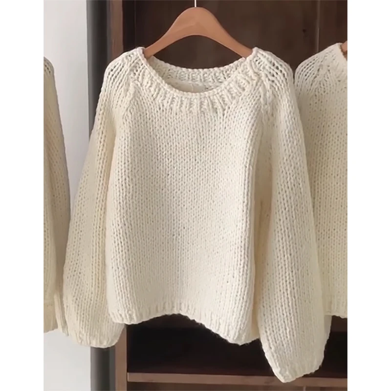 秋季女装2024新款时尚气质针织圆领设计宽松显瘦休闲百搭长袖毛衣