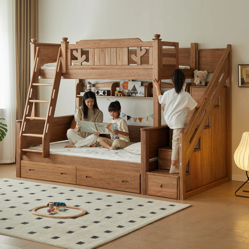 金多喜新中式上下床儿童床双层床高品质檀丝木高低床上下铺成人床