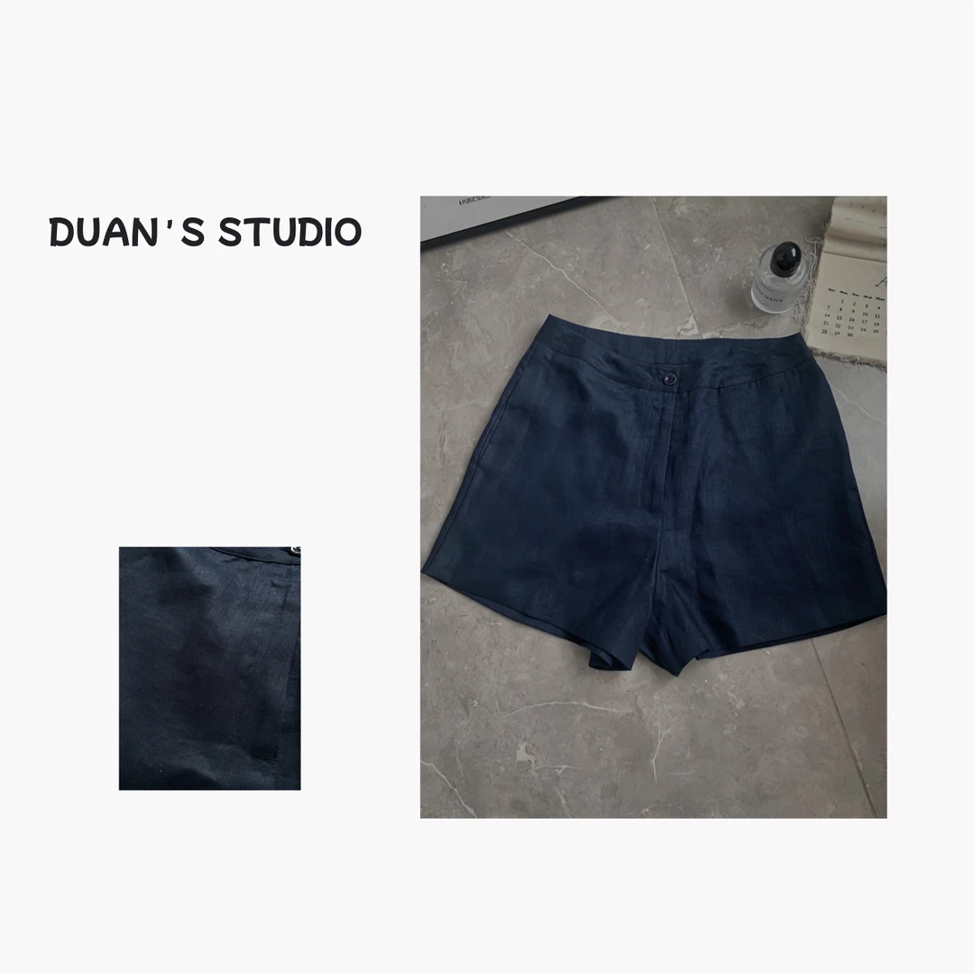 【YY STUDIO】 原臻 亚麻设计感休闲时尚百搭洋气短裤