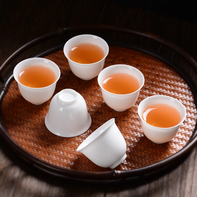 白瓷骨瓷小茶杯陶瓷品茗杯潮州功夫茶泡茶喝茶杯待客家用茶具套装