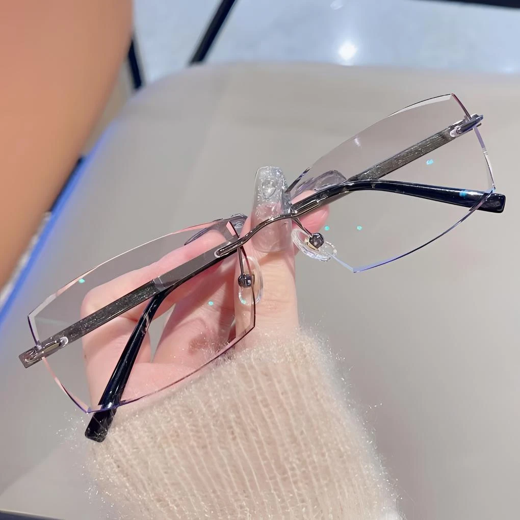 网上配纯钛近视眼镜男超轻无框切边防蓝光眼镜框散光变色眼镜架潮