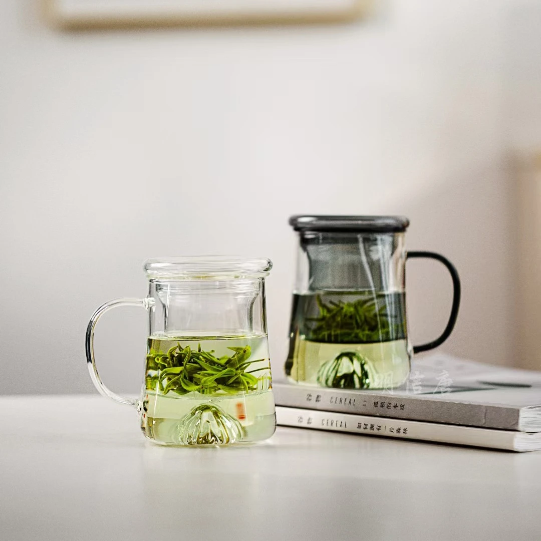 明信堂耐热透明茶具家用喝茶杯过滤绿茶杯大容量办公泡茶杯茶水杯