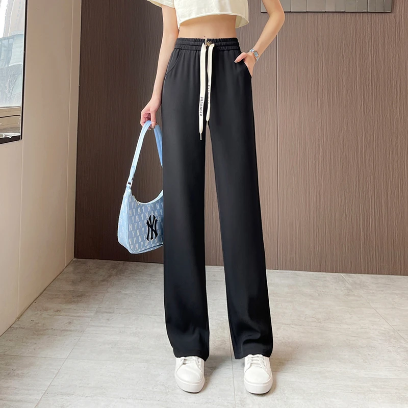 舒适弹力自由伸缩不紧绷感阔腿裤女夏季爆款透气显瘦裤#8133