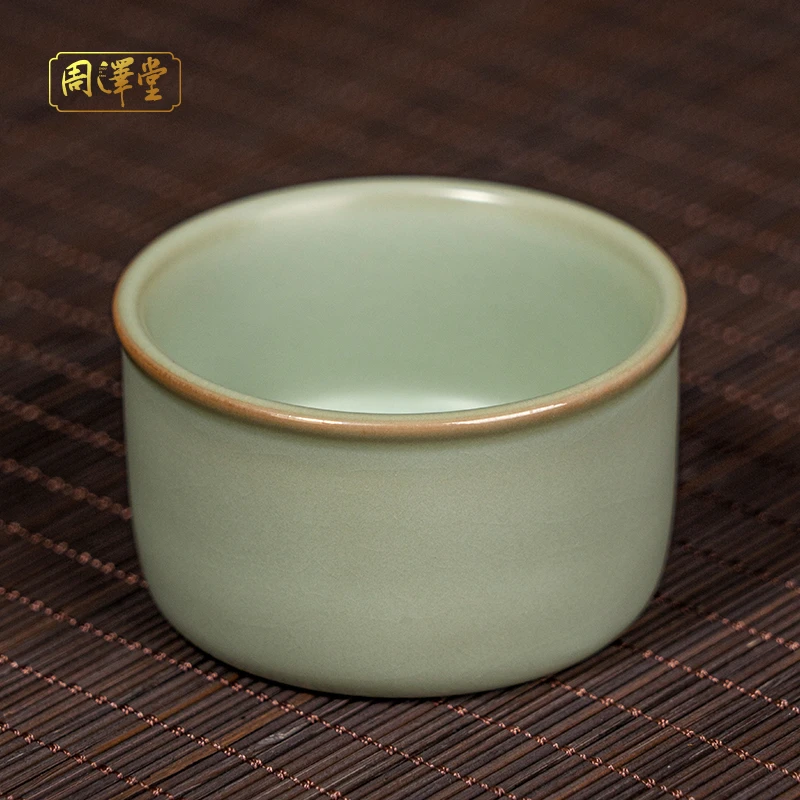 周泽堂禅心扳指杯70ml主人杯 开片可养 景德镇陶瓷茶具礼盒包装
