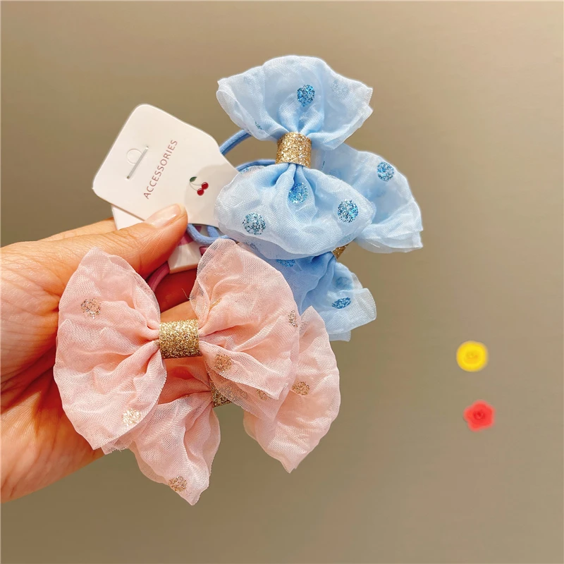 儿童发饰女孩皮筋扎发绳幼儿园双马尾可爱发圈宝宝波点蝴蝶结头绳