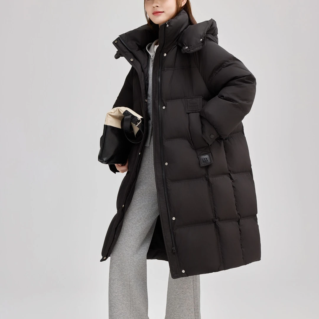 2025冬季新款女士中长款大被子款加厚面包服羽绒服外套显瘦连帽