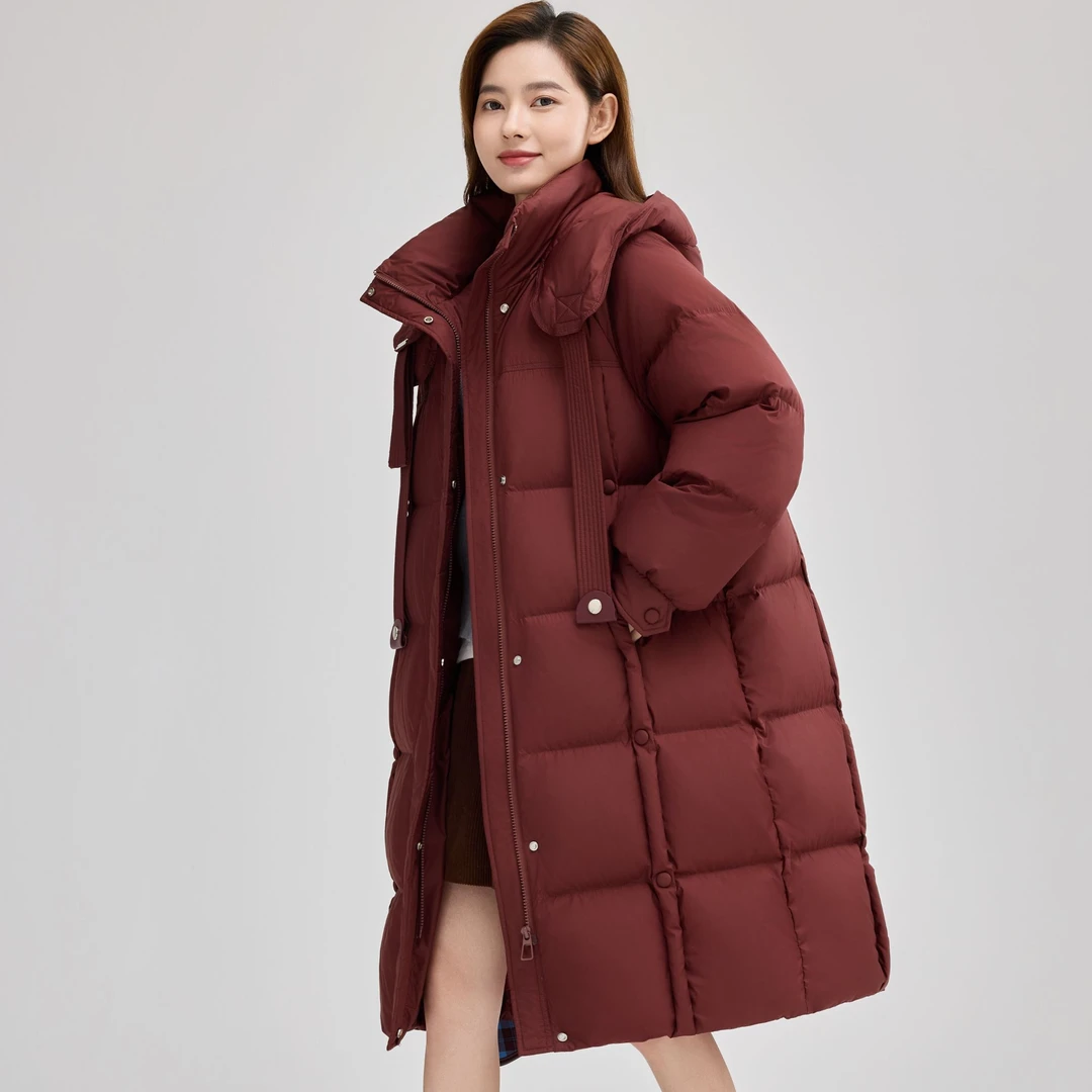 2025新款羽绒服加厚保暖女士中长款显瘦连帽外套羽绒面包服