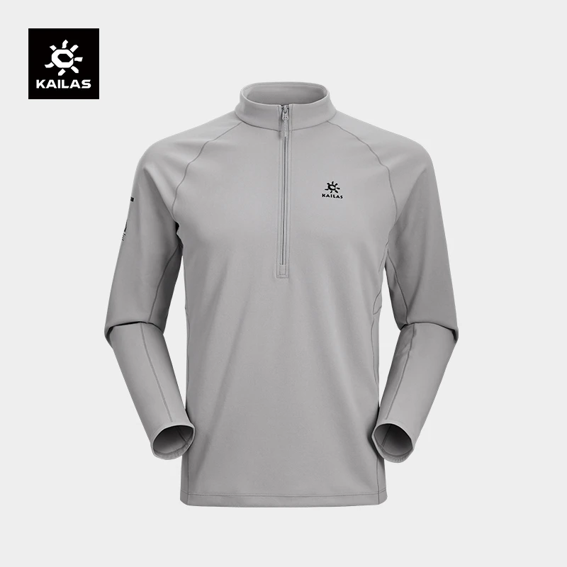 KAILAS凯乐石长袖T恤吸湿排汗弹力防汗臭户外登山打底半开上衣男