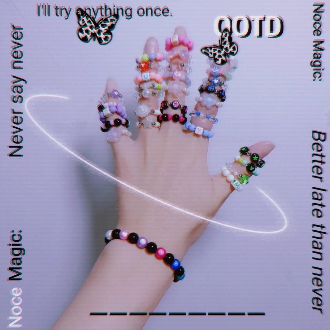 亚克力戒指 福袋y2k情侣闺蜜可爱彩色个性辣妹童趣彩虹泫雅戒指