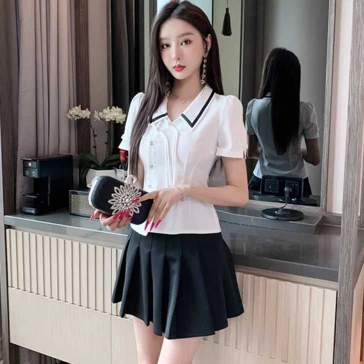 足疗女技师工作服女夏新款气质修身减龄百褶裙套装美容院足浴制服