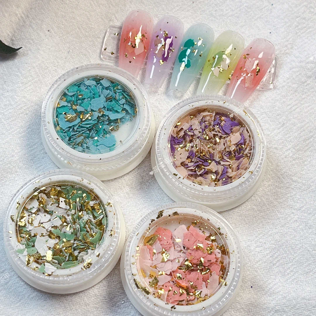 美甲套装云母片清新流行夏日彩色ins日系爆闪超薄云母片锡箔套装