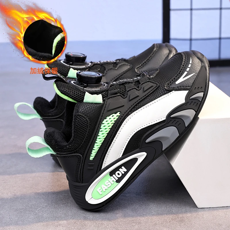 ABC IM男童鞋子儿童运动鞋中大童跑步鞋皮面防水学生秋冬季二棉鞋