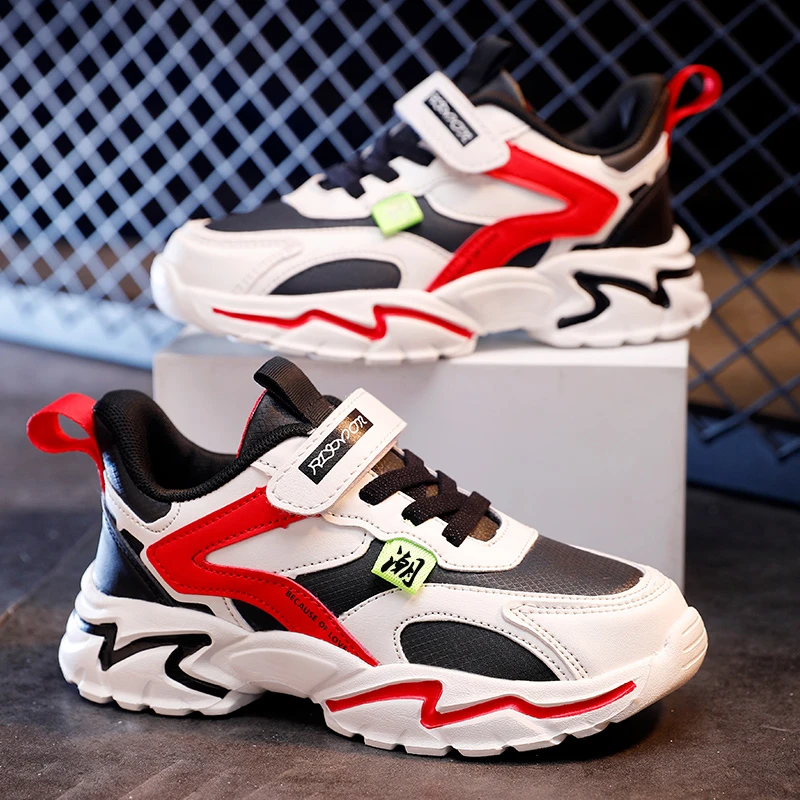 ABC IM男童鞋子冬季儿童运动鞋男孩跑步鞋皮面防水春秋新款中大童