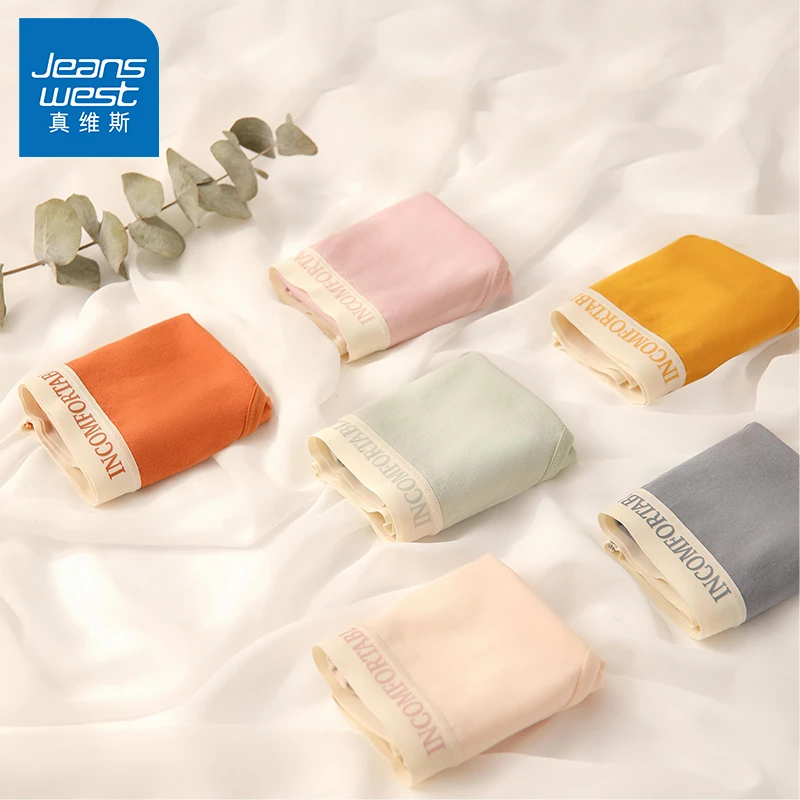 Jeanswest/真维斯秋冬中腰纯棉舒适女士内裤精梳棉抗菌三角裤-GXY