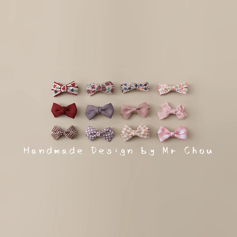 铜合金亚克力发饰 宝宝发饰手作蝴蝶结全包布发夹婴儿发卡婴幼儿