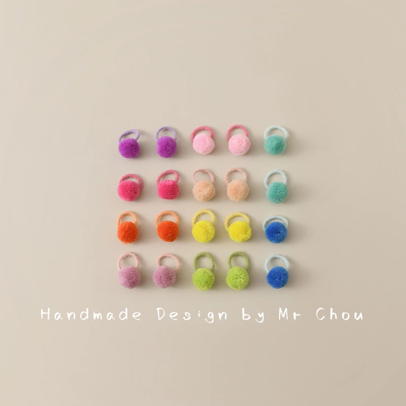 婴儿拇指发圈宝宝发绳不伤发头饰女童扎啾啾小号头绳儿童毛球发饰