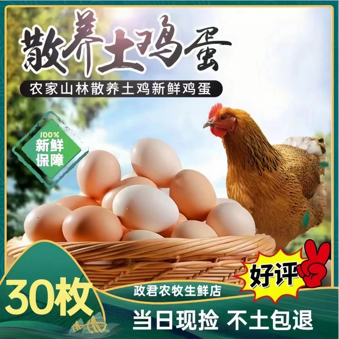 政君【30枚土鸡蛋】正宗农家散养土鸡蛋1200g 新鲜农村天然