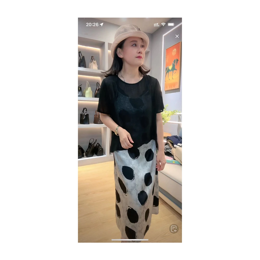 【七彩衣】24A85时尚气质波点连衣裙 裙长108