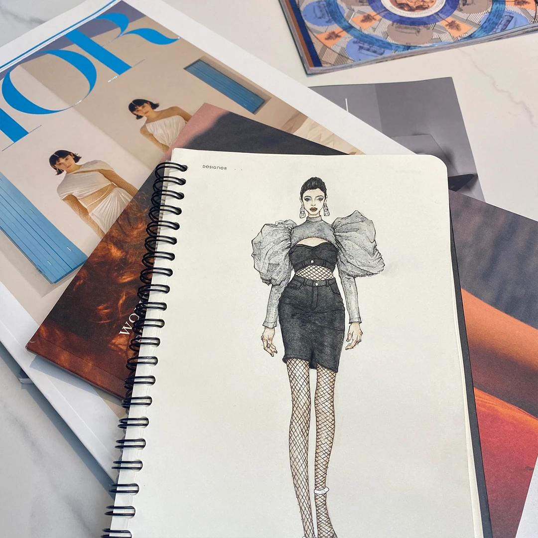 服装设计绘图本A5虚线动态女人体模板效果图设计师款式图绘画本子