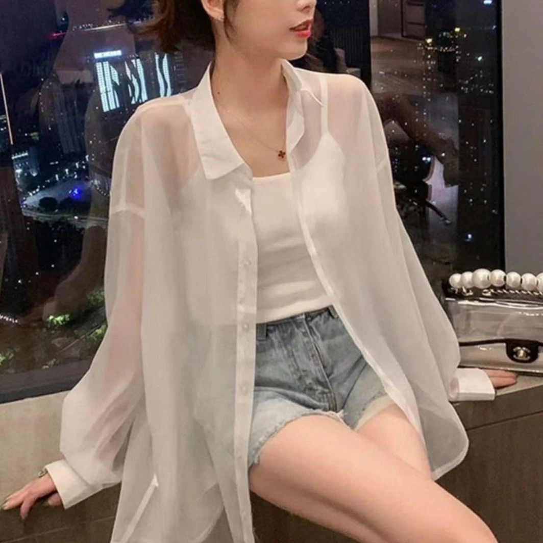 现货-防晒衣女2024夏季新款女装时尚百搭宽松薄款冰丝防晒衬衫