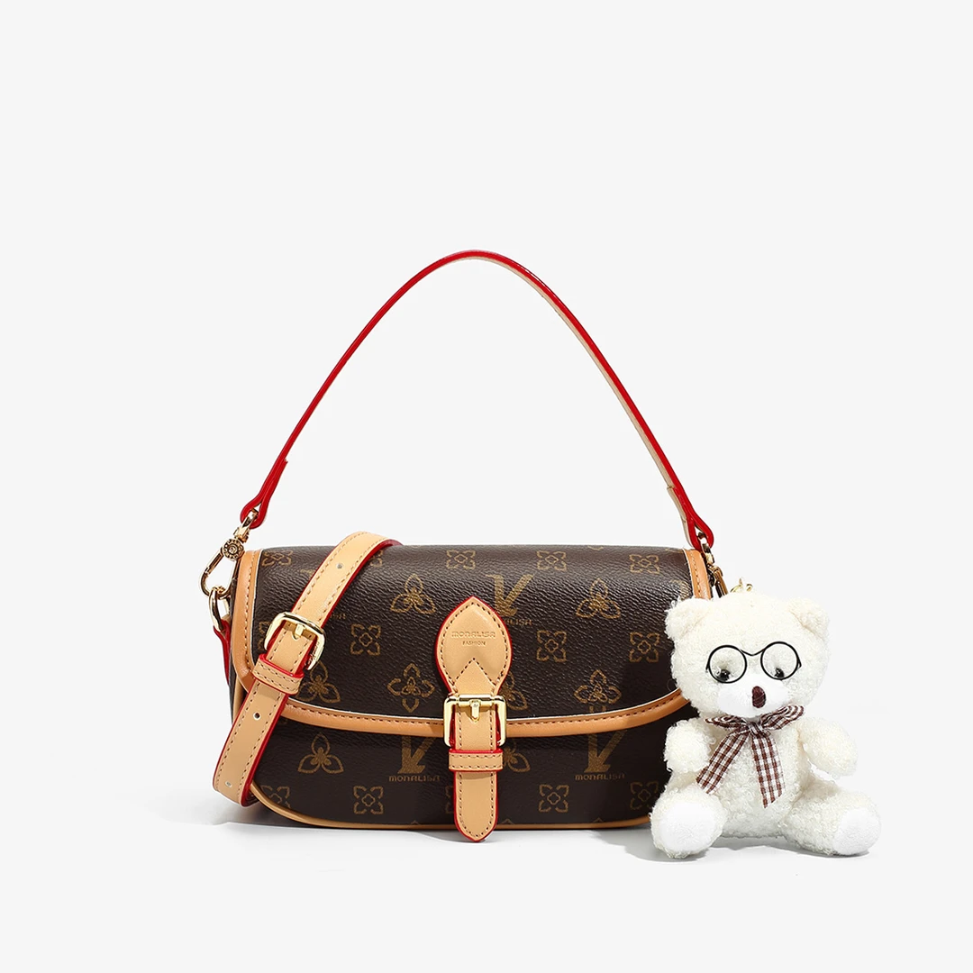 【刘叮当甄选】时尚经典法棍印花小方斜跨手提包24113