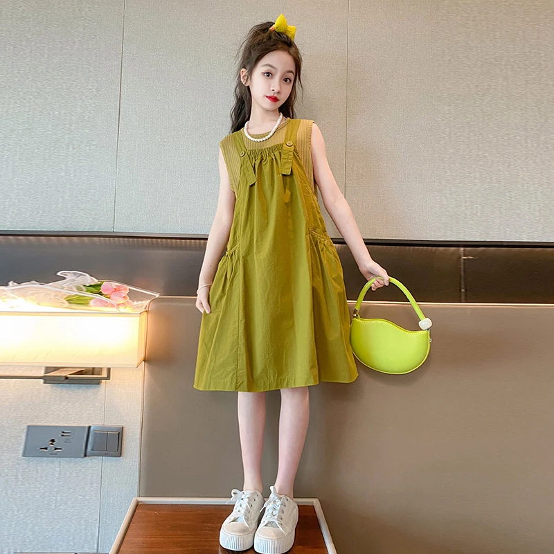女童连衣裙夏装时髦背带裙2025新款洋气女孩儿童夏季套装裙子大童