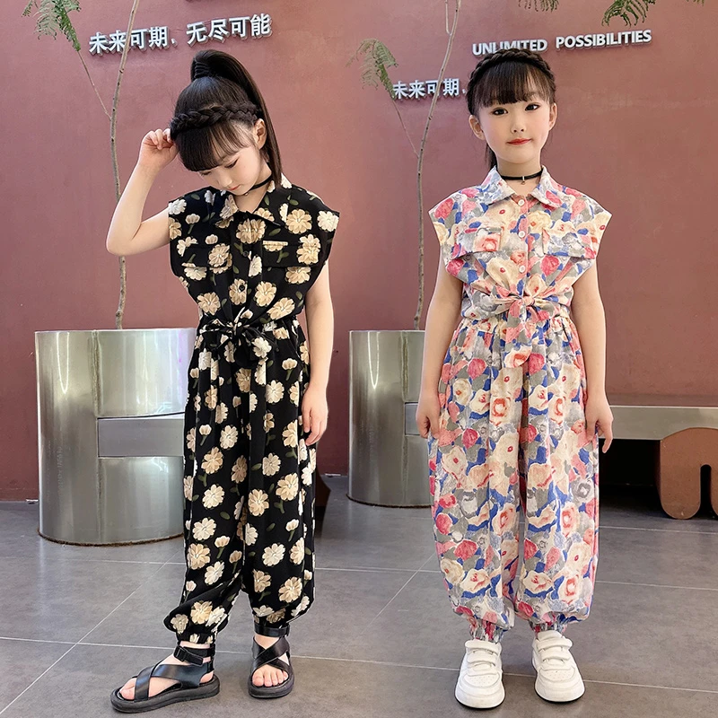 女童无袖套装夏款2025新款网红儿童夏装洋气女大童休闲冰丝防蚊裤