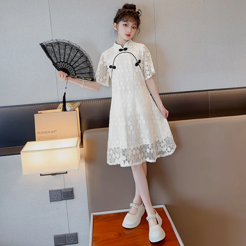 女童旗袍连衣裙夏季2025年新款改良汉服夏装洋气中大童儿童公主裙