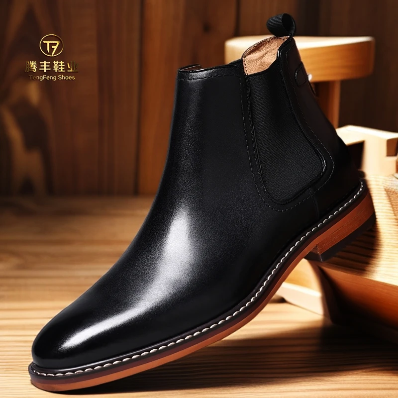 头层牛皮真皮高帮马丁靴切尔西靴冬季通勤英伦新中式复古痞帅皮鞋