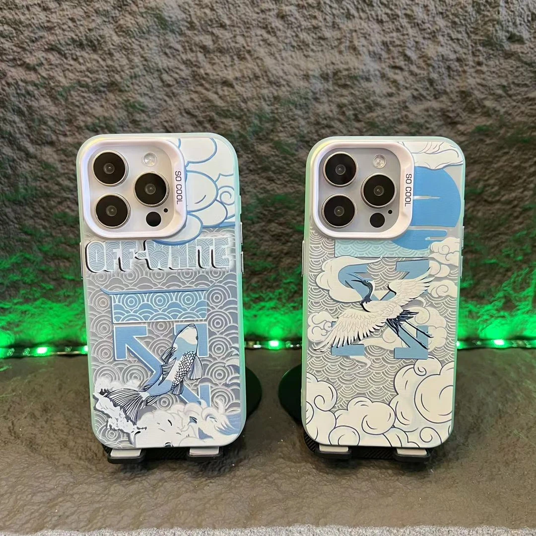 锦鲤仙鹤-IMD彩银-白-个性时尚潮流炫彩壳防刮耐磨耐用手机壳