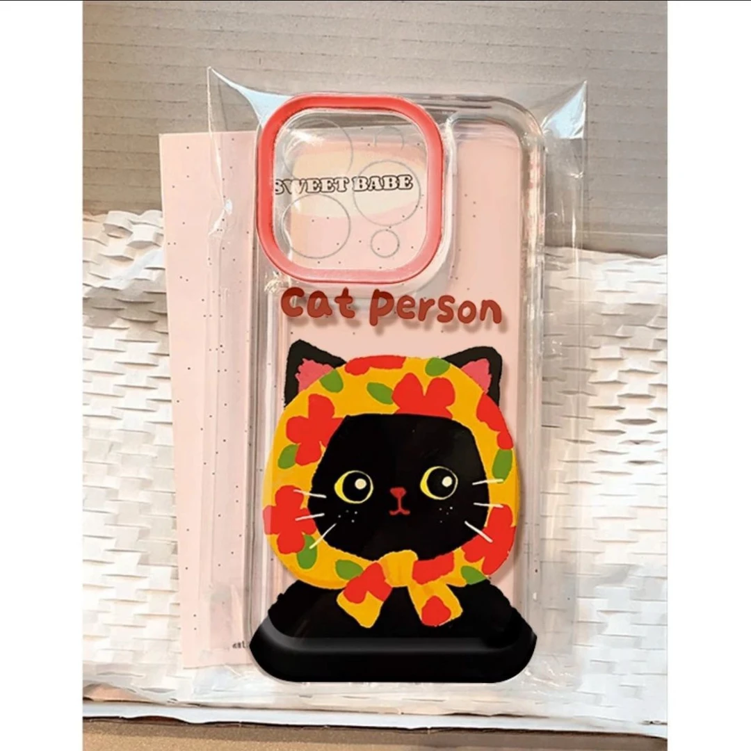 头巾黑猫适用iphone15pro手机壳苹果13/14/12/11小米vivo华为oppo