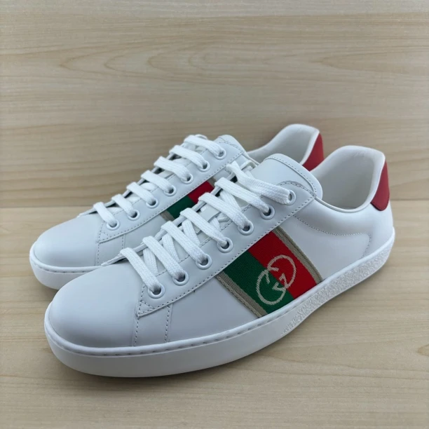 未使用 GUCCI/古驰 Gucci 古驰双G互扣时尚低帮细带小白鞋