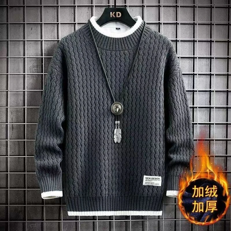 高档秋冬加厚百搭毛衣男半高领青年潮流针织衫男士线衣打底衫保暖