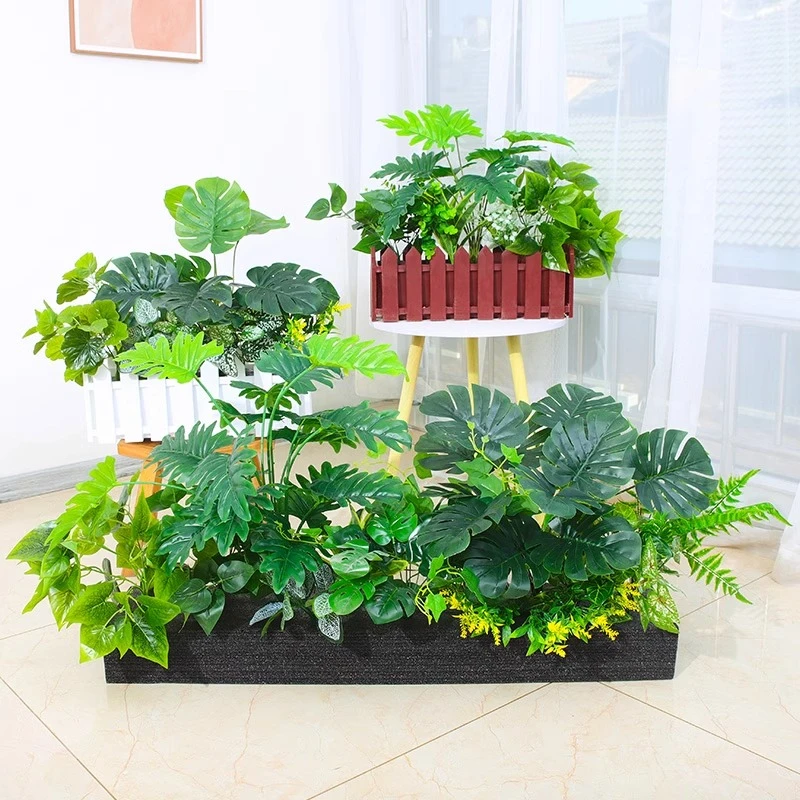 假花花箱摆设庭院隔断仿真绿植组合懒人造景花槽户外栅栏装饰