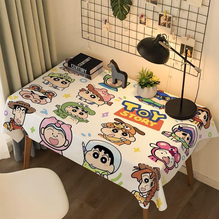 玩具总动员蜡笔小新联名宿舍书桌垫电脑防尘布女生卧室化妆台盖布