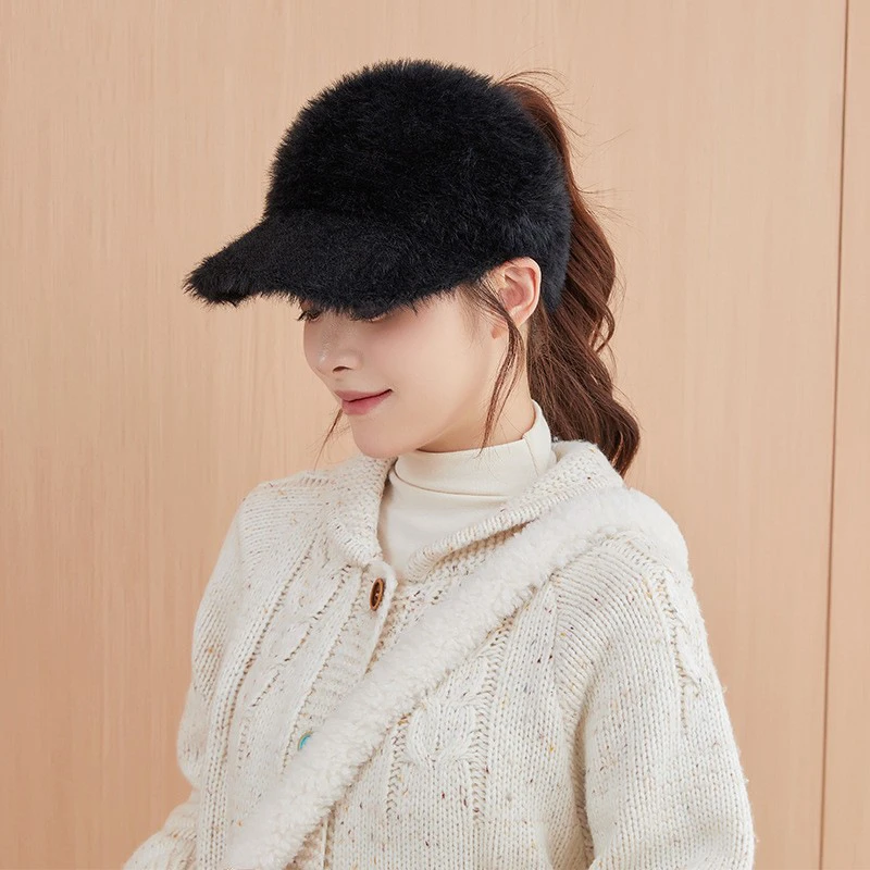 【直播间专属】凹造型秋冬防寒鸭舌帽空顶保暖毛茸茸棒球帽