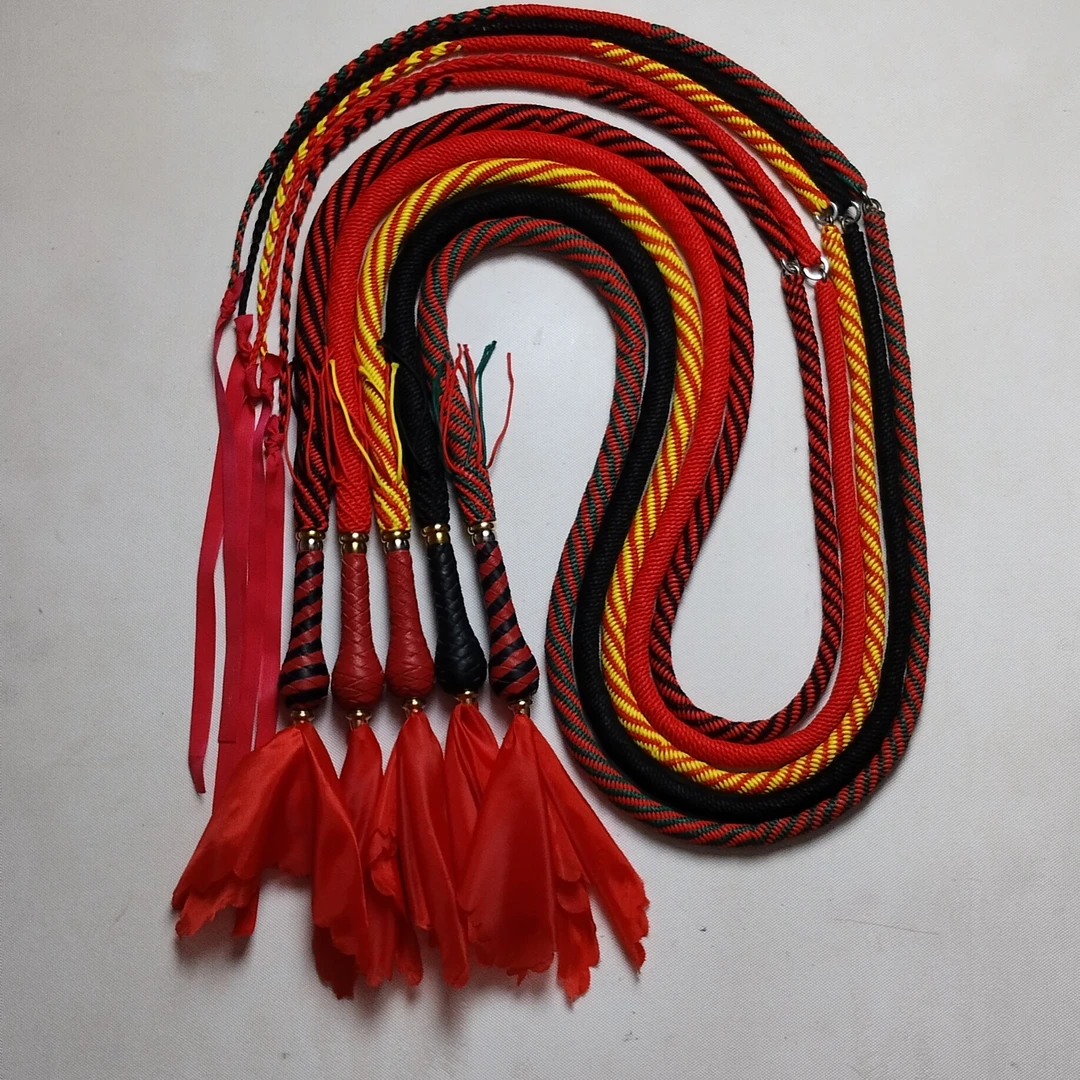 牛皮编织把手内置钢链大力马绳鞭（1.5斤2.3米1条价）