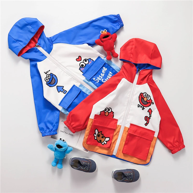 秋童装卡通双面穿男女童夹克上衣韩版拼色潮外套19071