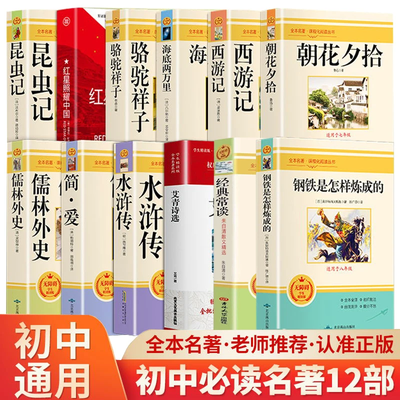 七八九年级钢铁是怎样练成的朱自清经典常谈骆驼祥子海底两万里书