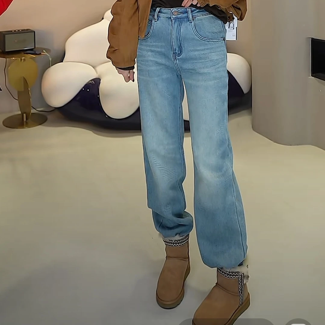 A61238刘梅家加绒加厚牛仔裤