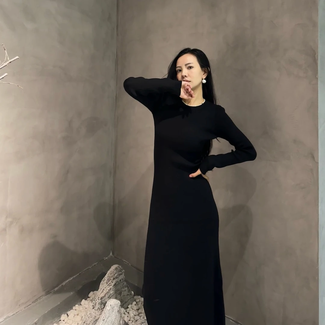 5A家秋季新款圆领显瘦连衣裙