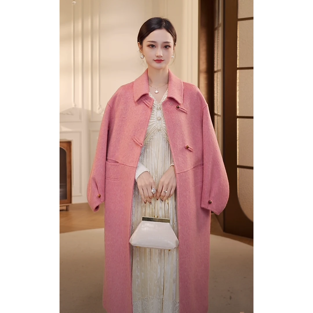 【双双&GERTCOREL】柏林冬日 冬季气质保暖粉色大衣 GC244D1198