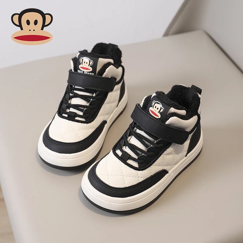 大嘴猴儿童鞋冬季加绒加厚二棉童鞋男女童鞋子童鞋子简约保暖棉鞋