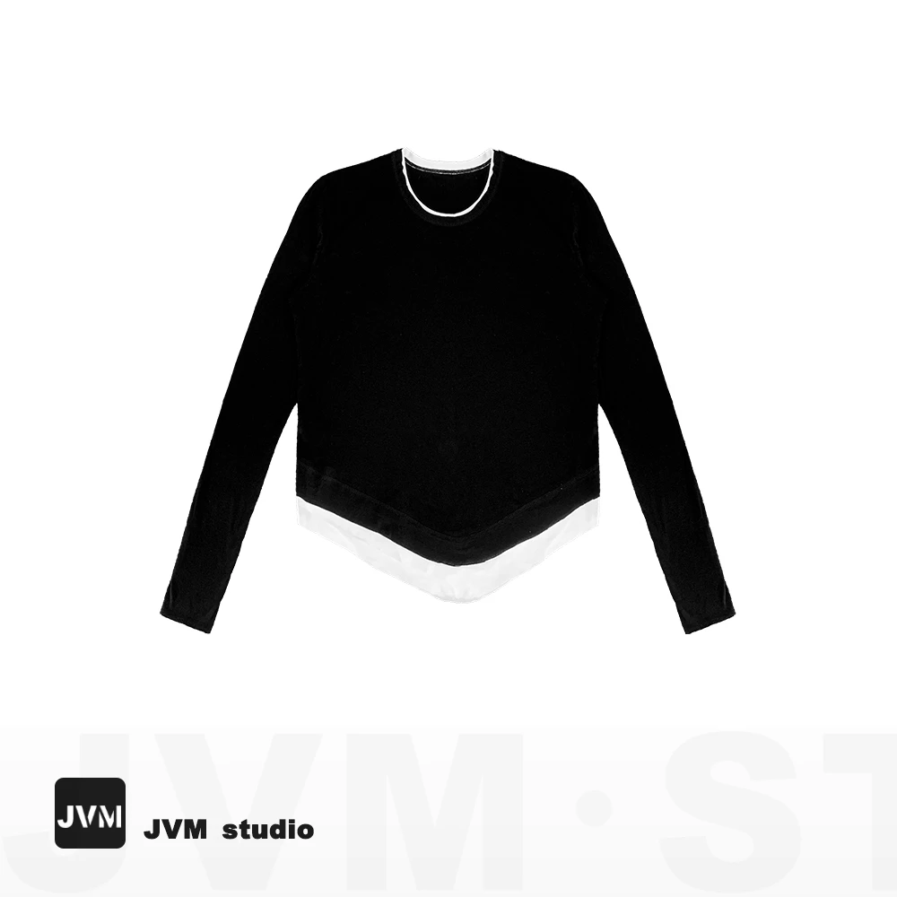 2023夏季新款JVM定制10278时尚百搭假两件斜边打底衫7/29