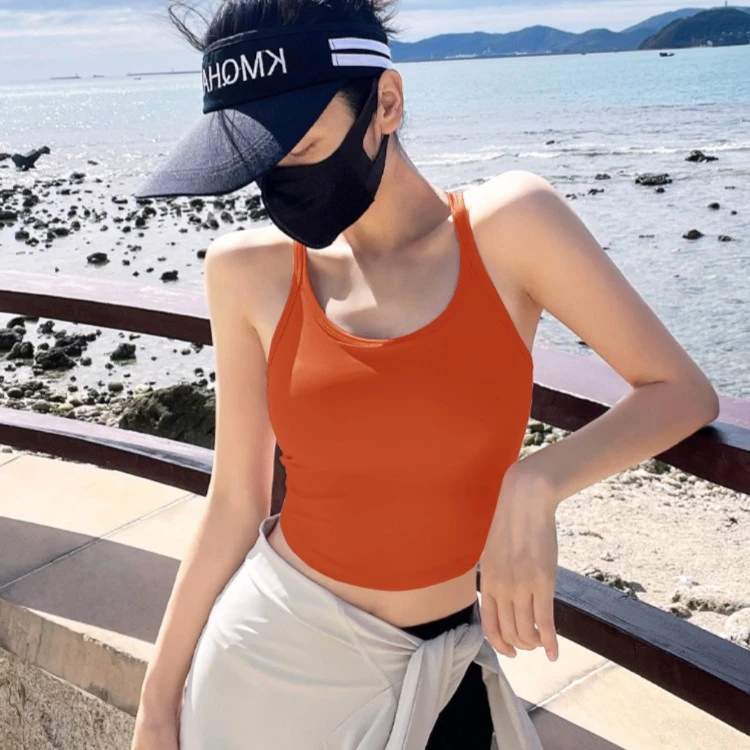 【主播推荐】一体杯防震防抖运动瑜伽性感外穿百搭美背无袖短款