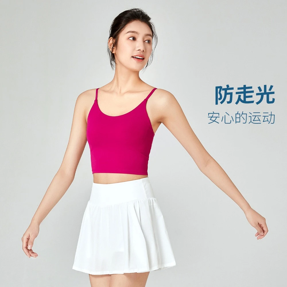 新款运动裤裙瑜伽健身短款美背外穿跑步纯色防走光裸感显瘦