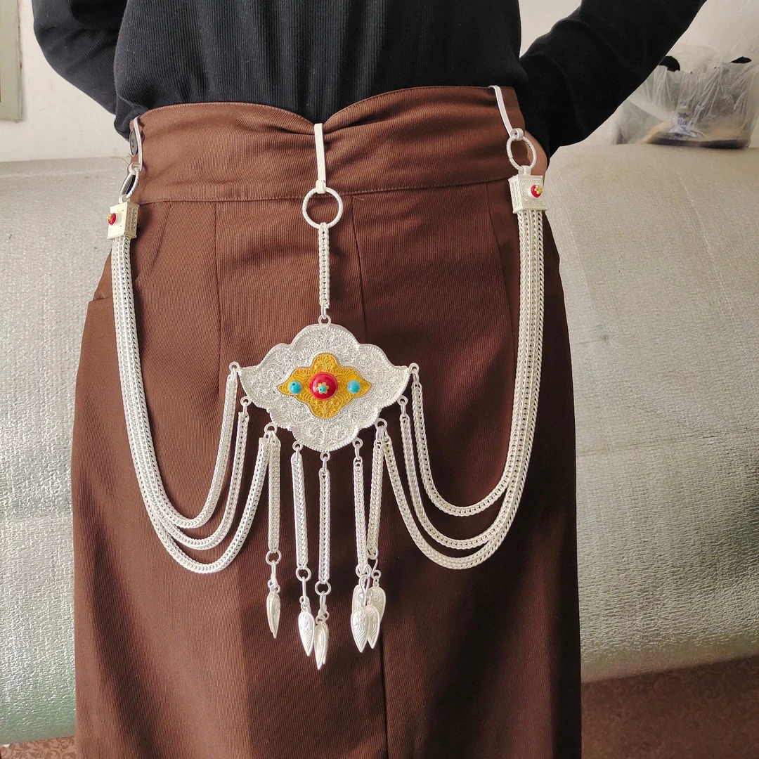 藏族藏饰腰间挂件儿童大人都可以戴合金镀银不掉色发邮政